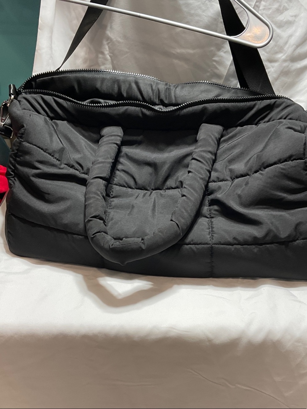 Quilted Puffer Tote Bag in Black
